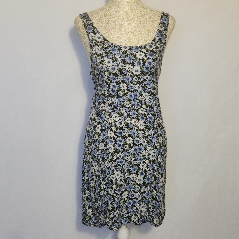 American Eagle Women's Size XS Blue Floral Print Sleeveless Cut-Out Summer Dress